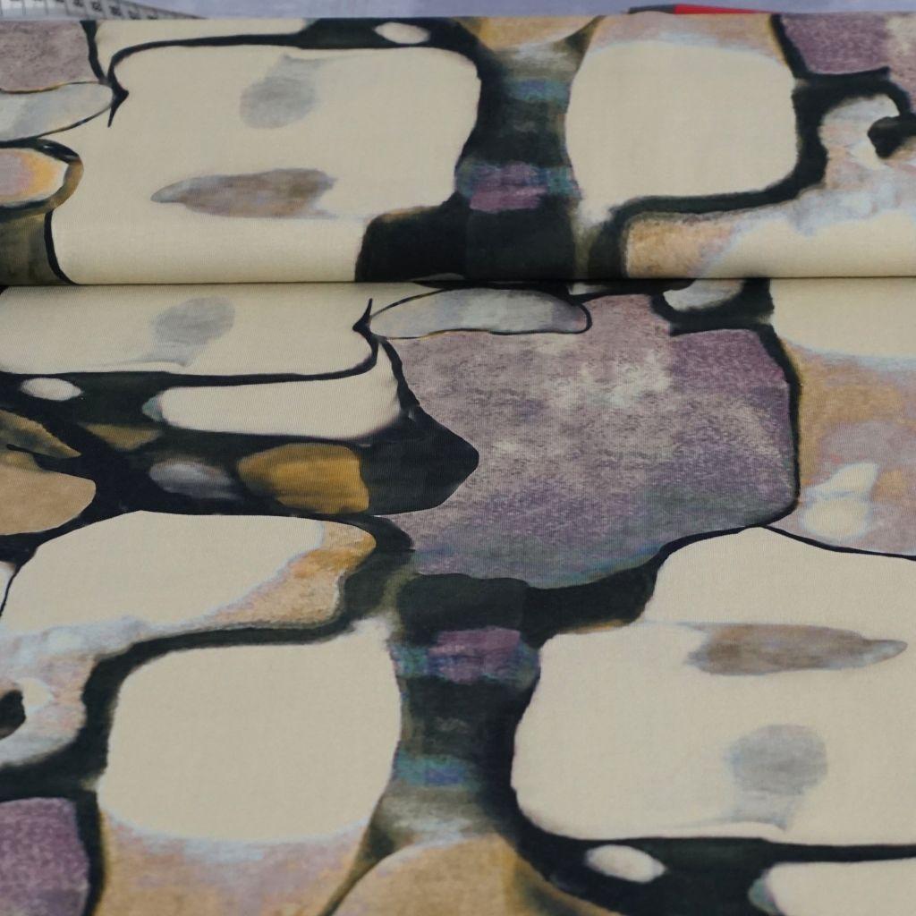 Baumwolljersey Stones beige schwarz